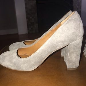 Gray Leather Suede Franco Sarto Block Heels Size 7